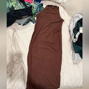 Brown Sleeveless Maxi Dress maternity